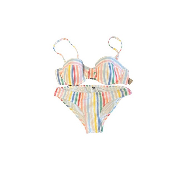 J. Crew Other - J. Crew Seersucker rainbow striped bikini NWT